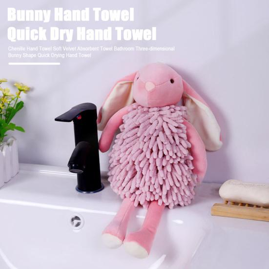 Chenille Hand Towel Soft Velvet Absorbent Towel Bathroom Three-dimensional Bunny Shape Quick Drying Hand Towel