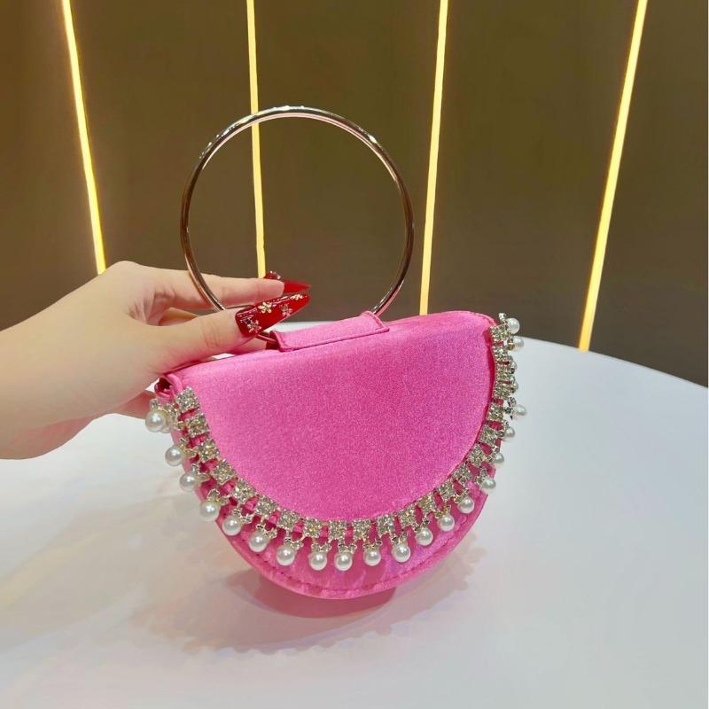 Circular Clutch, Dinner Handbag, Handbag, Women's Small Bag, Rhinestone Bag