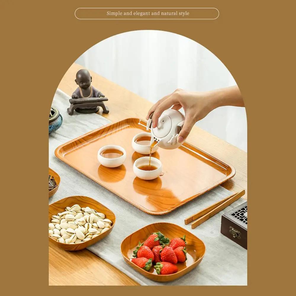 Piatto Quadrato Effetto Legno Imitazione Cucina Set di Piatti Semplici a Grana Giapponese Per Stoviglie Ciotola da Cucina Piatto Stoviglie da Tavola Forniture per Cuochi