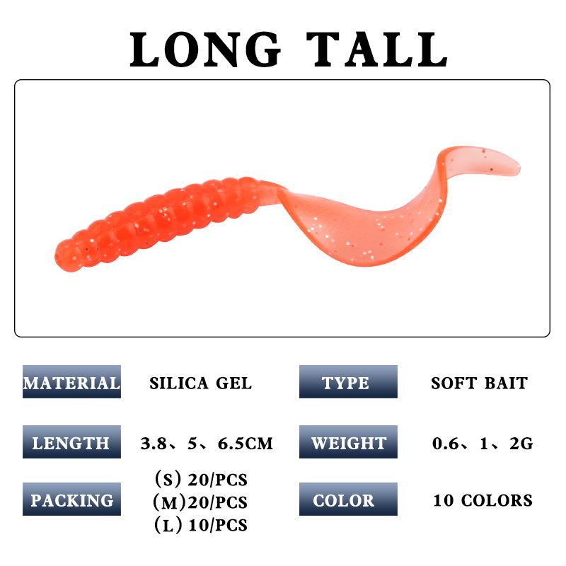Set di Esche Artificiali in Silicone: Amo con Testa Piombata, Verme Morbido, Coda Riccia, 10 Colori, Ideale per Persico Trota & Pesce Mandarino.