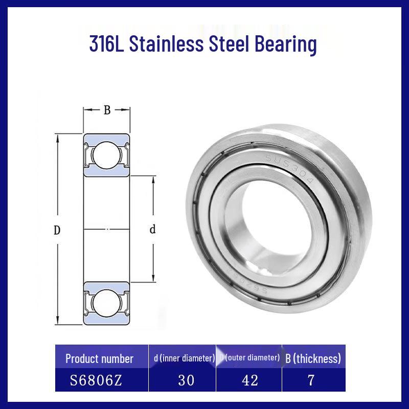 

Jundingying S6806ZZ 316L Stainless Steel Deep Groove Ball Bearing