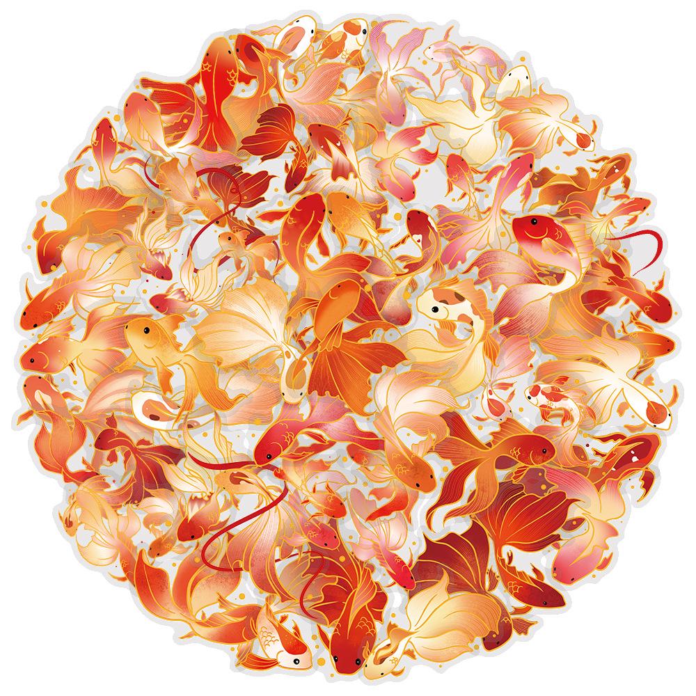 50 Koi Auspicious PET Waterproof Stickers – Transparent, Creative Gifts for Notebooks & Phones