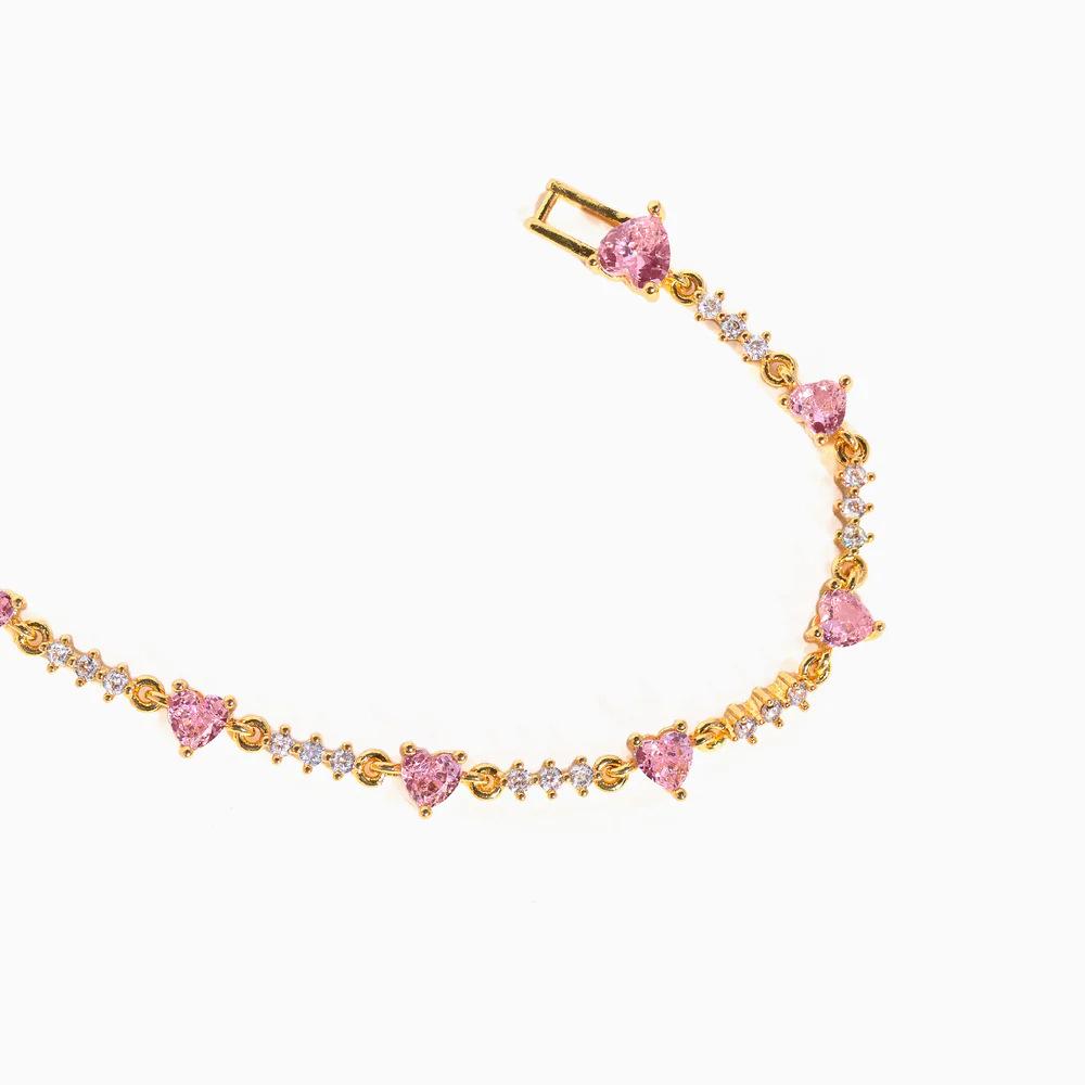 European & American Fashion Butterfly Heart Rhinestone Bracelet: Elegant Luxury Hand Jewelry in Sweet Copper