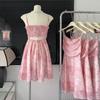 Elegant French Floral Camisole Dress Women's Summer Waist-Cinched Chiffon Skirt