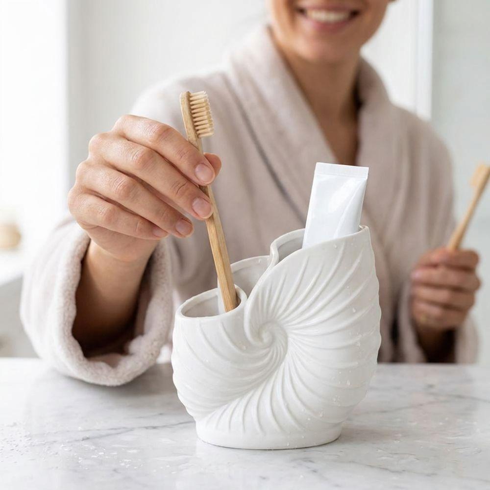 3D Printed Nautilus Toothbrush Holder Ocean Style Makeup Brush Organizer Bathroom