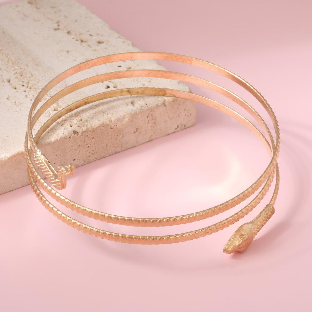 Snake Arm Ring, Personalized Animal Gold Multi-Layer Open Arm Ring