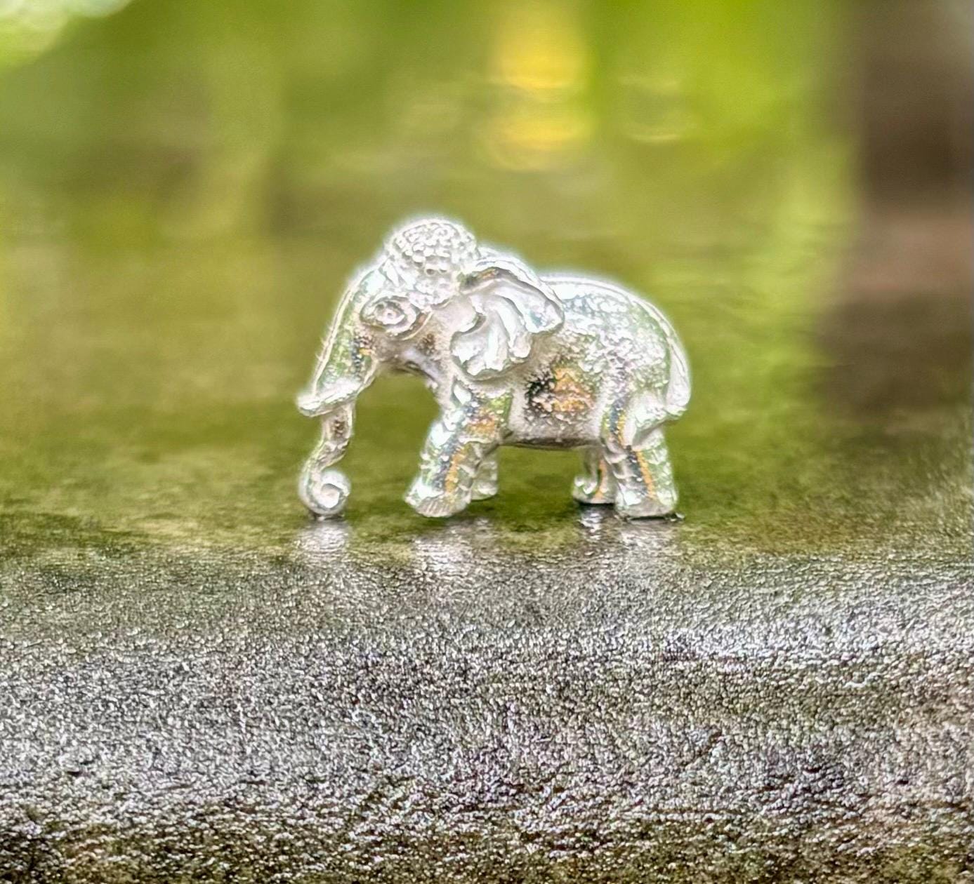 Pure Silver Hindu Elephant Idol, Temple Pooja Statue, Rahu Remedy, 5 gm One Size