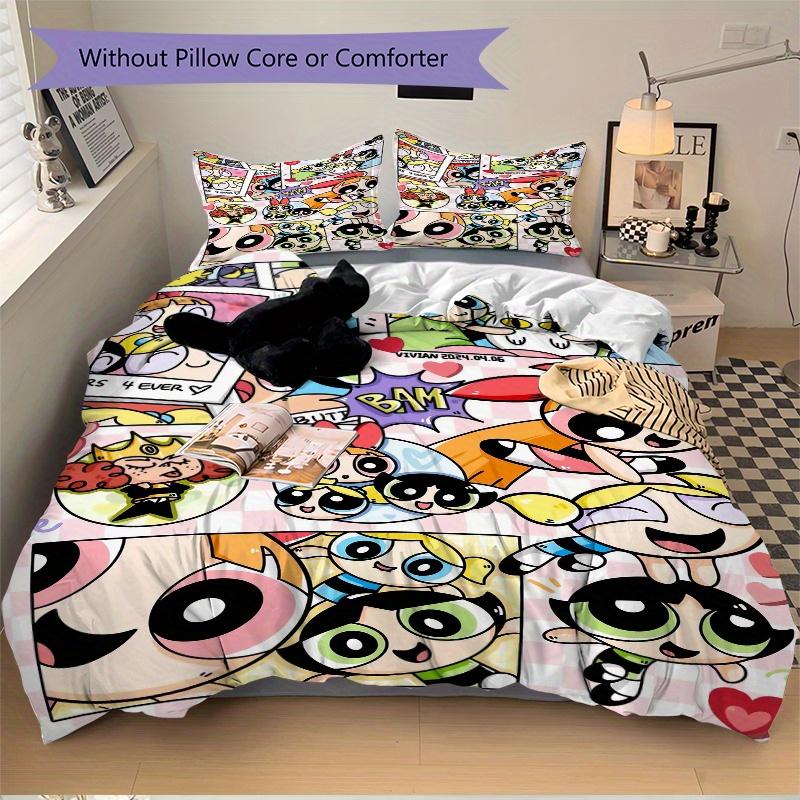 3pcs Powerpuff Girls Collection Bedding Set, Including 1 Quilt Cover and 2 Pillow Shams,Soft and Comfortable Home Bedroom.F066