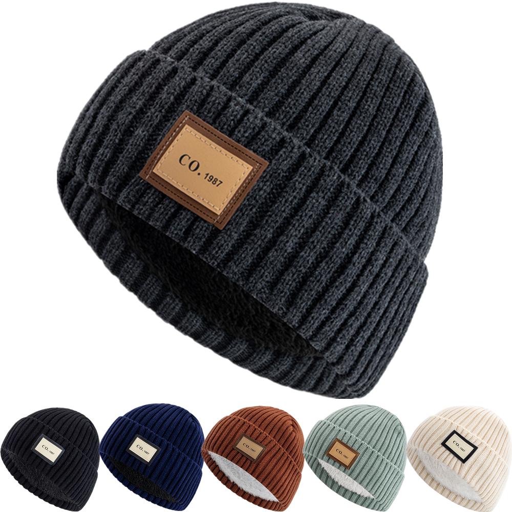 Unisex Warme Wintermütze Plüschfutter Warme Mütze 1987 Buchstaben Strickmütze Für Männer Frauen Outdoor Ski Sport Strickmütze