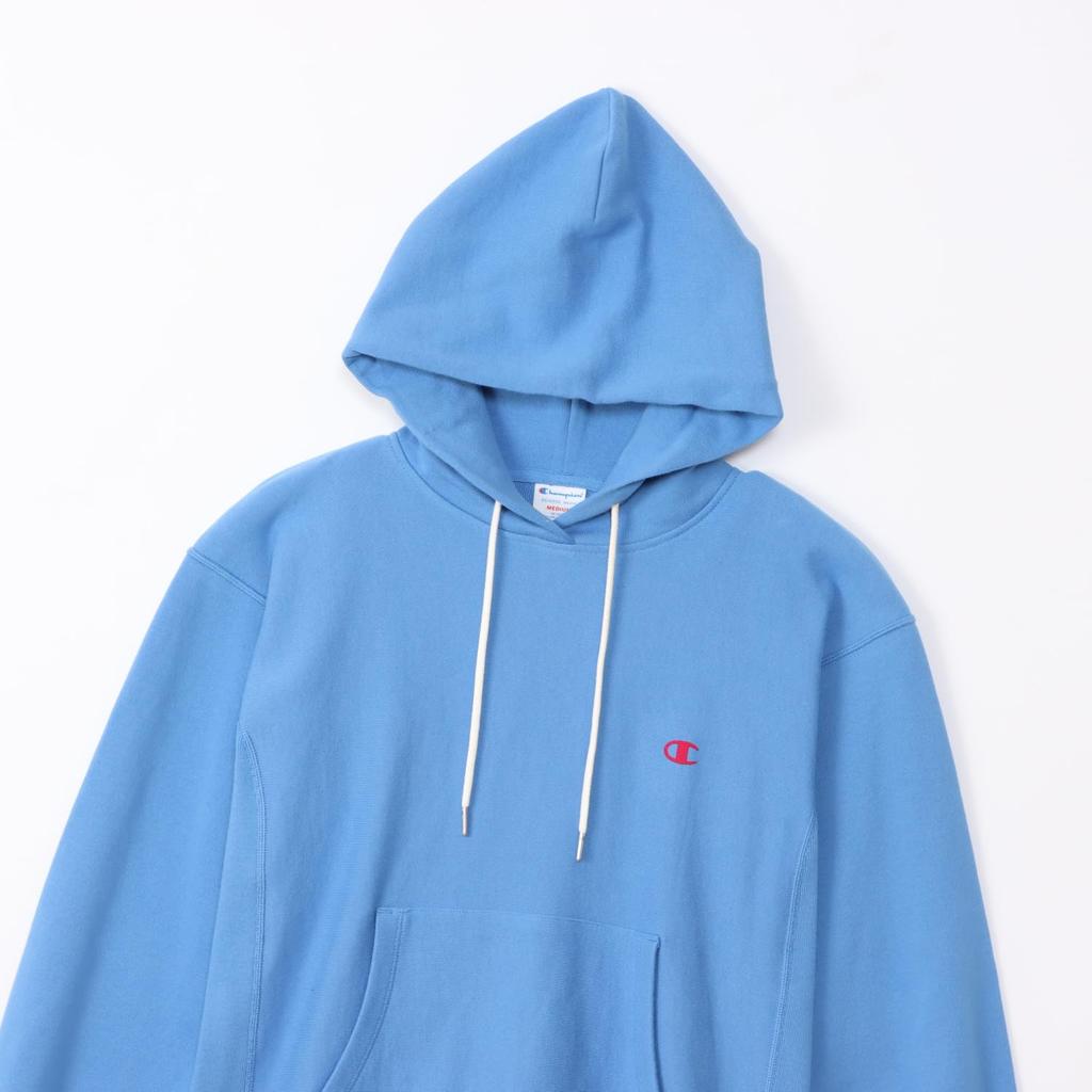 Parka Long Sleeve Cotton 10oz One Point Logo Reverse Hooded Sweatshirt Casual Stone Wash Blue [Champion] 100% Weave(R) Women's CW-Y110