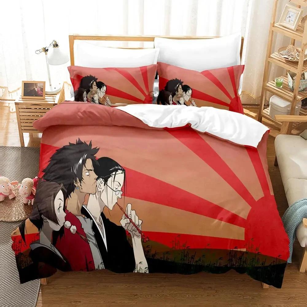 Samurai Champloo Bedding Set Single Twin Full Queen King Size Aldult Duvetcover 3D Anime Bed Sheet Set for Boys Bedroom