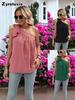 Women's Spring Summer Casual Fashion Off-Shoulder Tie Strap T-Shirt Sleeveless Solid Color Top