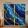 2pcs   Marble Design Polyester Curtains Light Filtering Rod Pocket Drapes for Bedroom Living Room Office Machine Washable All Sea
