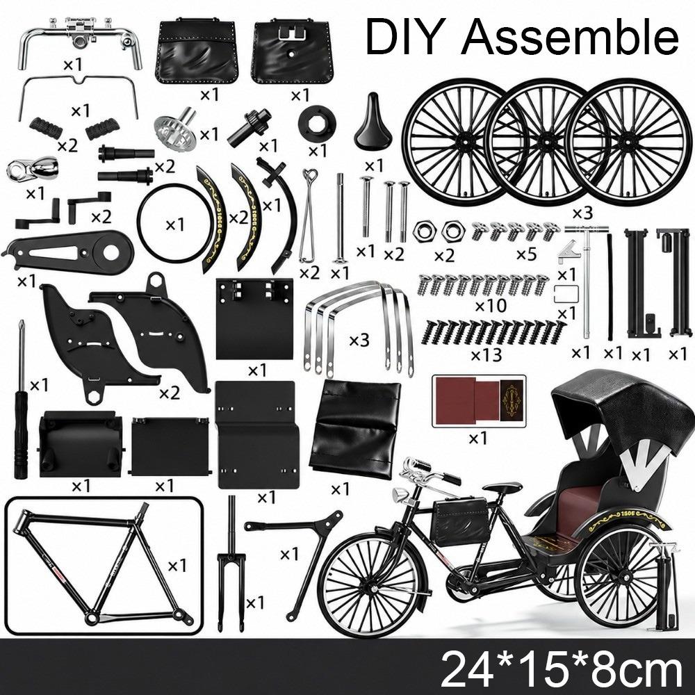 Alloy Assembly Model Tricycle Green Black Assembly Bike Model Kit  Educational Play