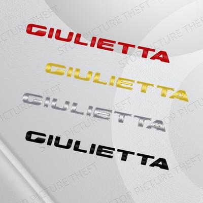 Kovová slitina Pro Giulietta Logo Dekorace Nálepka na kufr Blatník Znak Odznak Příslušenství Lesklá černá
