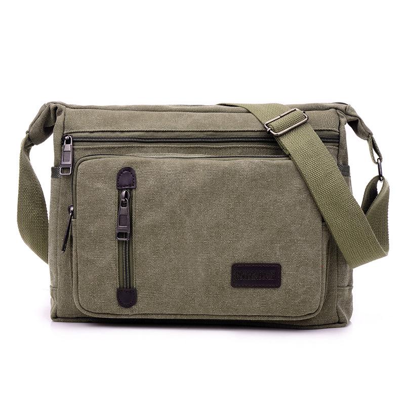 Herren Canvas Business Casual Große Umhängetasche für Einkaufen und Reisen armeegrün