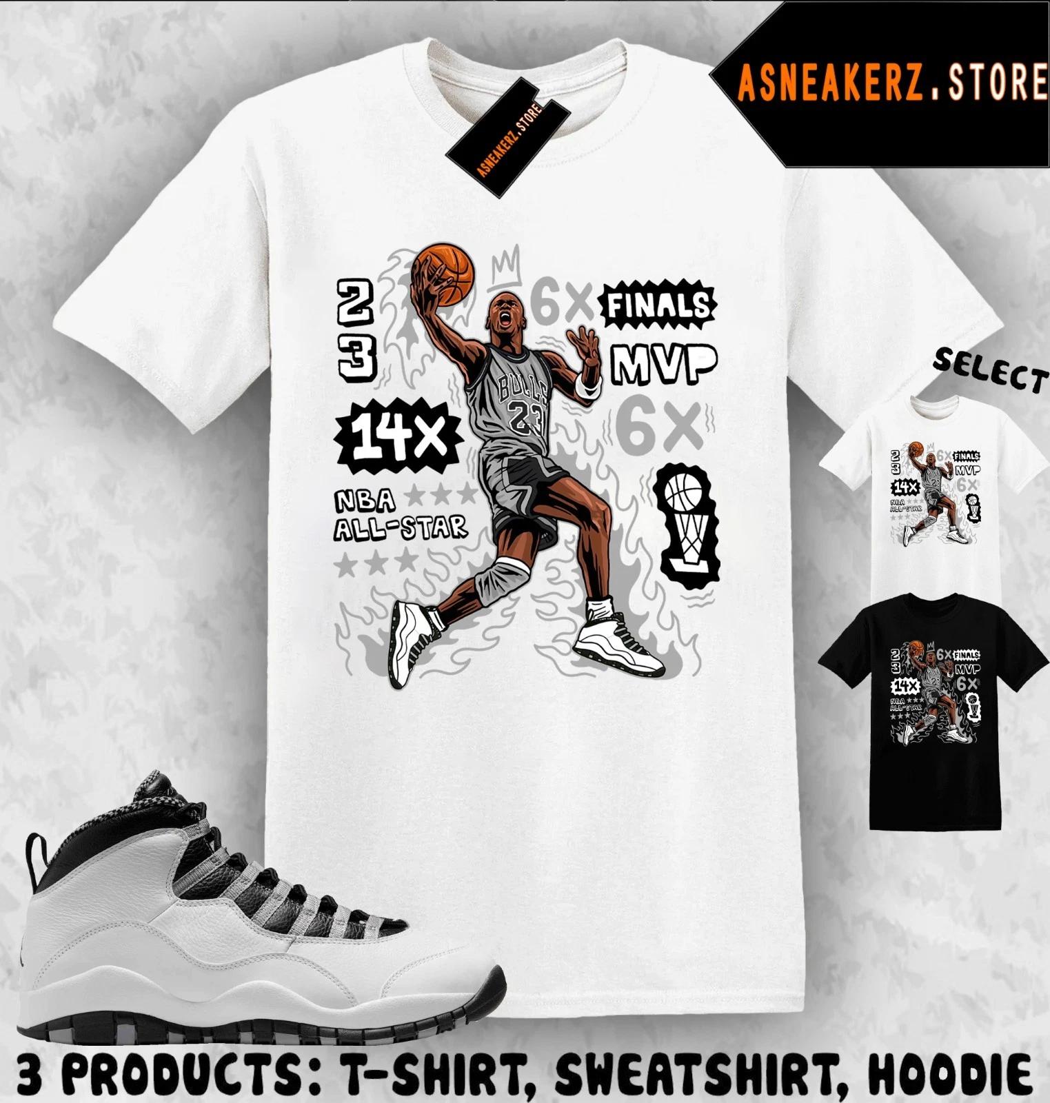 

Tee Shirt Matching AJ 10 OG Steel 2025 To Match Sneaker MJ Flair 23 T shirt M