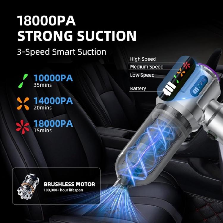 High Capacity Rechargeable Wireless Car Vacuum With Rotational Airflows Cyclonic System Quick Charge 3Hrs Deep Cleaning