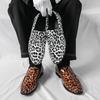 Men Leopard Print Loafers Leather Individuality Formal Business Flats Shoes Color Wedding Dress Prom Shoes Over Sized