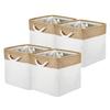 4pcs Cube Folding Storage Basket Splicing Linen Cloth Storage Box Clothes Closet Laundry Basket for Home Organization 11 Inch