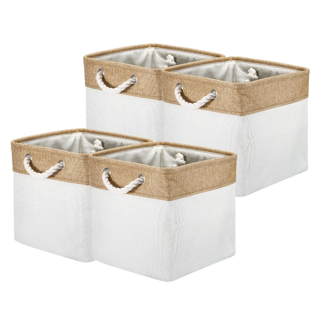 4pcs Cube Folding Storage Basket Splicing Linen Cloth Storage Box Clothes Closet Laundry Basket for Home Organization 11 Inch