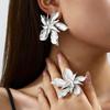 Elegant Gold Three-Dimensional Flower and Leaf Zinc Alloy Earrings