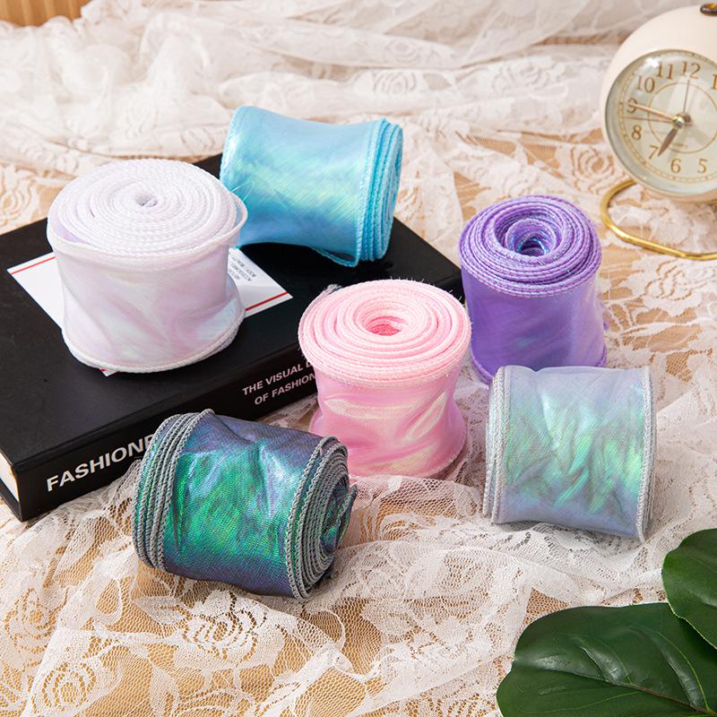 Panglică de 6cm din Fir Coadă de Pește Iridescent pentru Buchete de Flori DIY, Cadouri și Decorațiuni pentru Tort