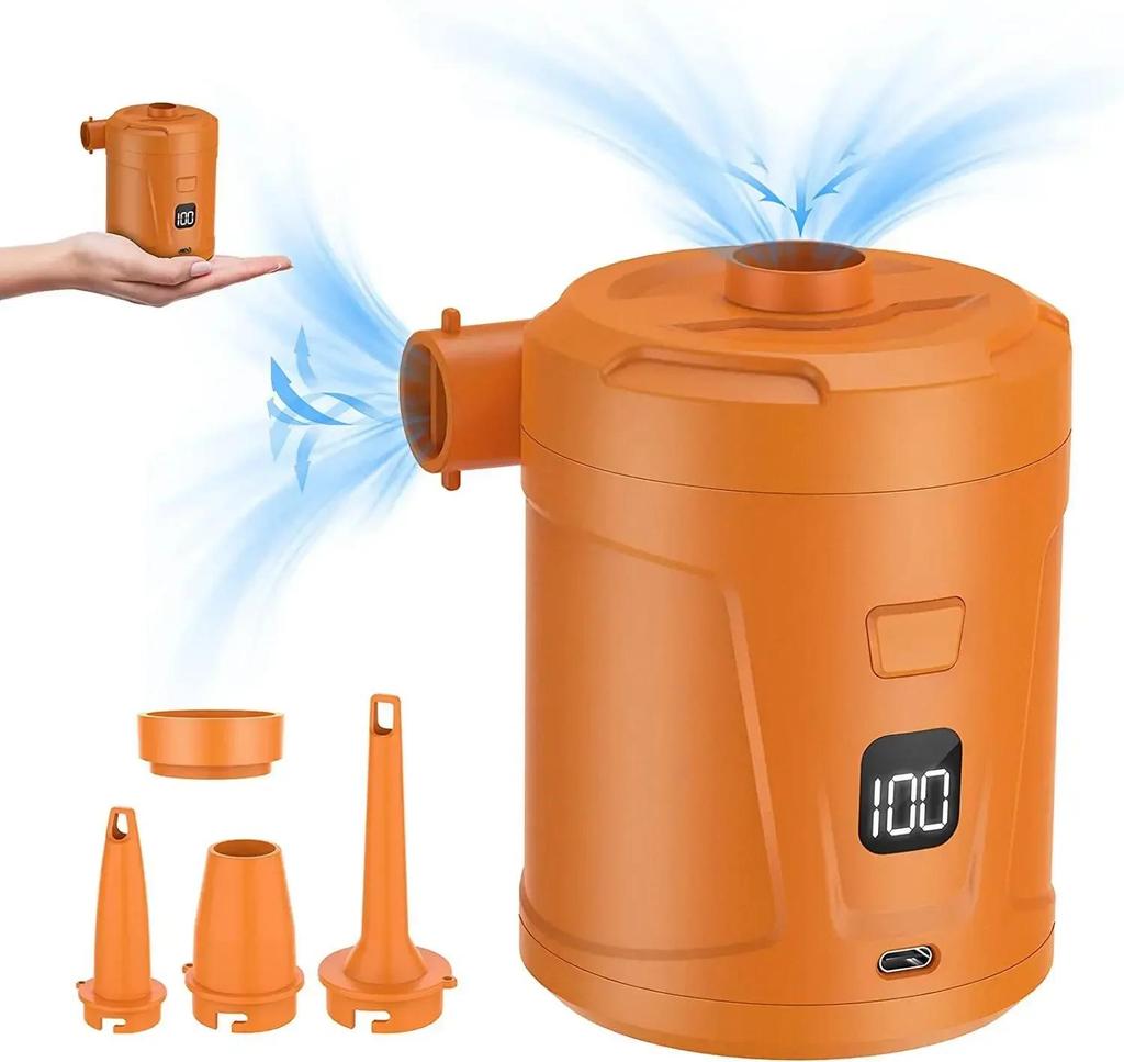 Electric Air Pump Inflator Battery Rechargeable Air Compressor for PVC Boat Mattress Inflatable Swimming Pool Raft Air Bed