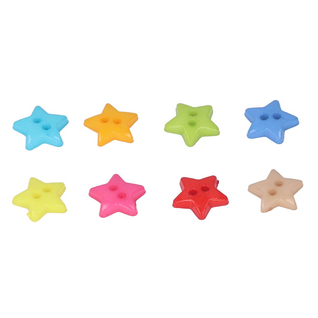 200Pcs Star Buttons Colorful Unique Design Cute Small Decorative Buttons for Sewing Decoration DIY Crafts