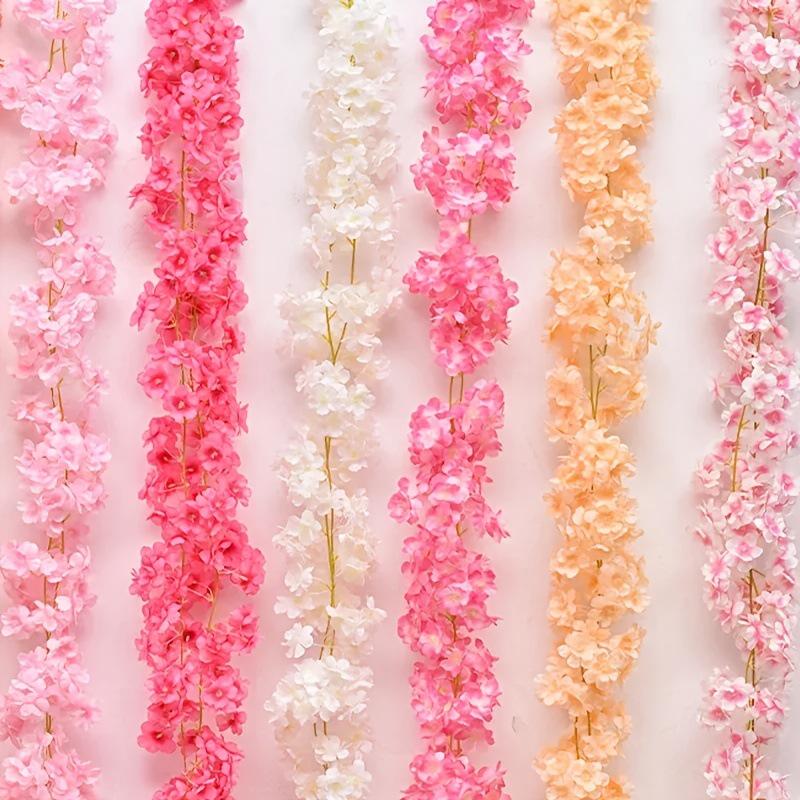 Artificial Cherry Blossom Vine for Home, Wedding, Ceiling, and Wall Decor