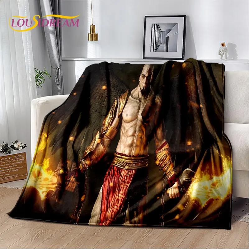 God of War Oyunu Oyuncular Kratos Yumuşak Peluş Battaniye, Flanel Battaniye Oturma Odası Yatak Odası Yatak Kanepe Piknik Örtüsü Çocuk için
