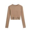 Retro Lace Hem Long Sleeve Spicy Girl Fitted Top