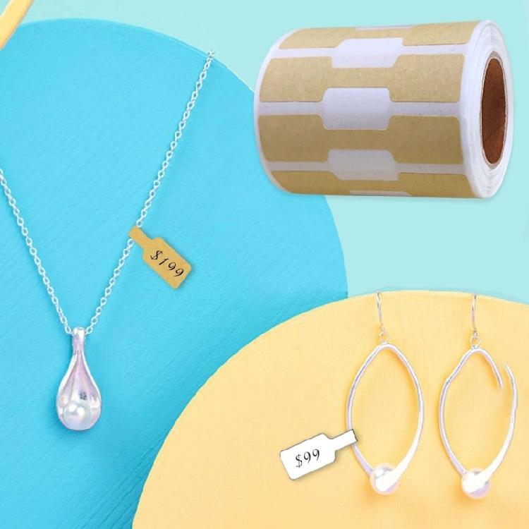 500 szt. Etykiet zawieszek do biżuterii Papier Kraft Ceny Etykieta Samoprzylepne Naklejki Zestaw