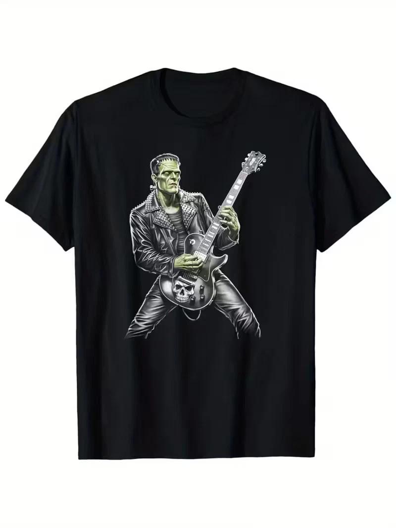 Frankenstein Playing Guitar Player Rock Music Guitarist T-Shirt XL