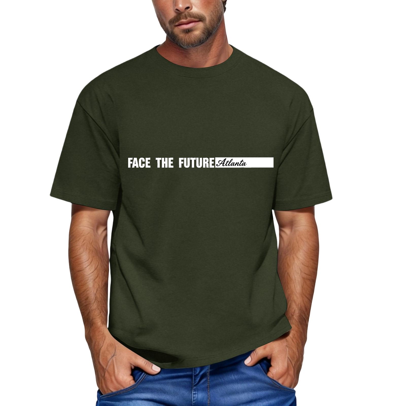 

Мужская свободная повседневная футболка с коротким рукавом и принтом в виде флага и букв. L армия зеленый