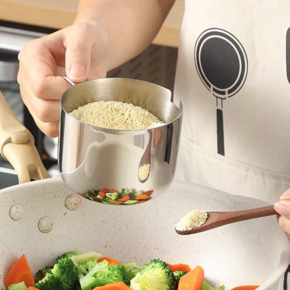 Dust-proof Stainless Steel Seasoning Jar Set With Spoon Tray Salt Storage Container  Sugar