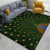 Peacock Feather Pattern Area Rug Colorful Animal Bird Fur Non-slip Carpet, Living Room Bedroom Polyester Mat Home Decor Doormat