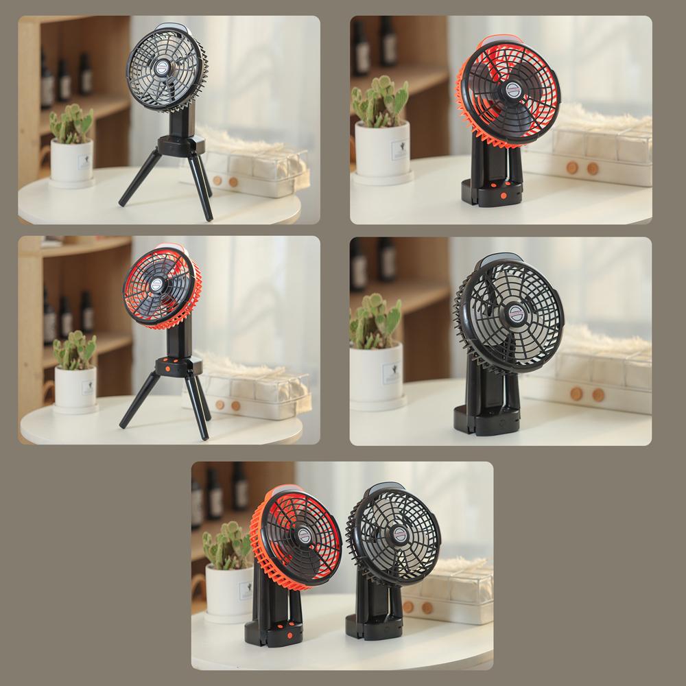 2 In 1 Camping Fan with LED Light Multifunctional Tent Ceiling Fan Rechargeable Tripod Fan Support