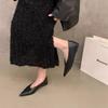 Flat bottom black pointed single shoes women's shoes 2025 new spring retro suede French leopard print light mouth commuter shoes