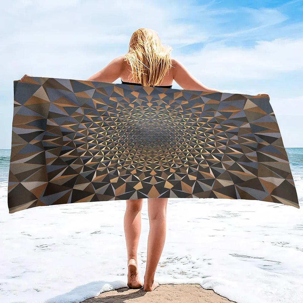 3D Beach Towel,Geometry Soft Bath Towels Highly Absorbent & Quick Dry Bath Washcloths,Sand Free Beach Towels for Adults,Kids