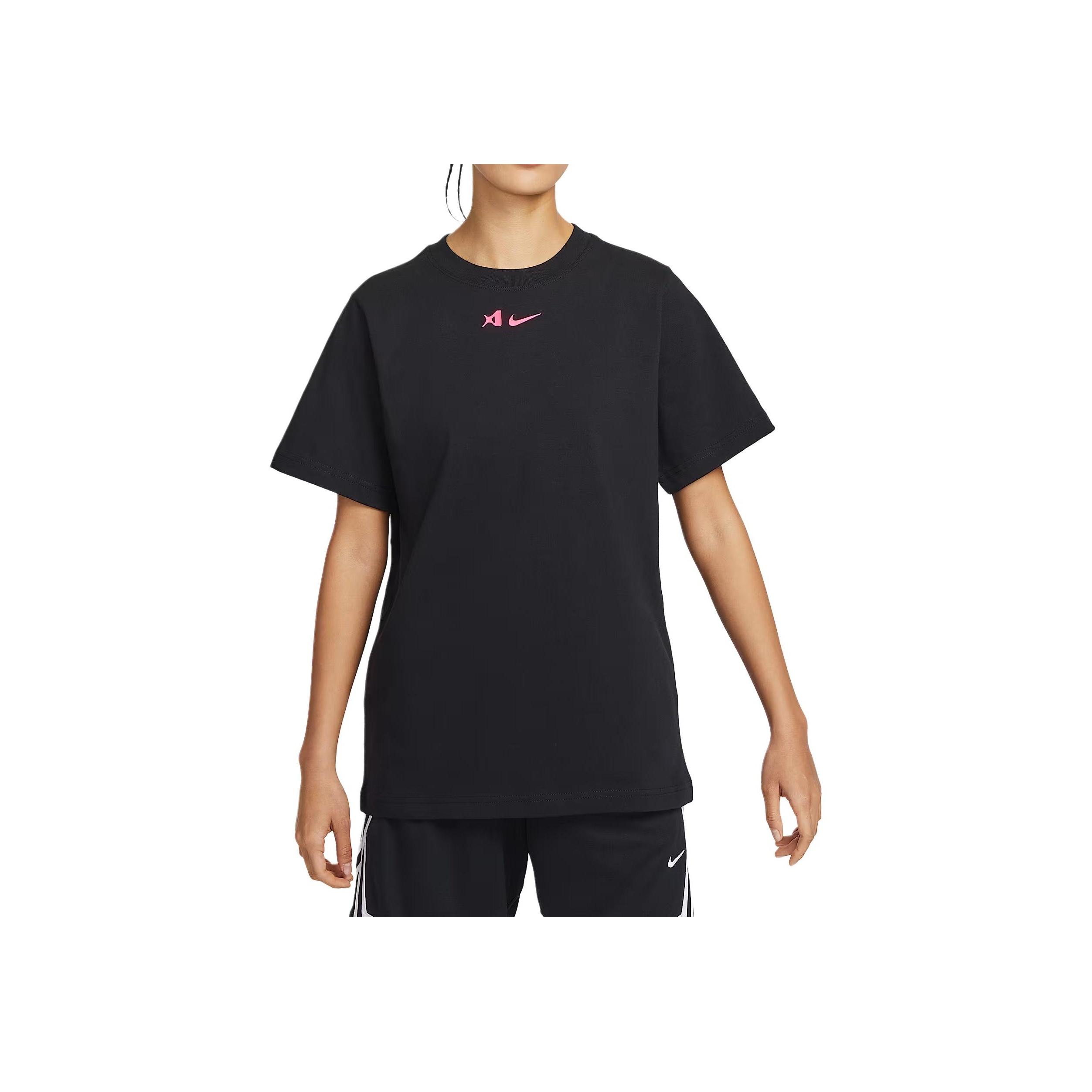 

Nike Женская футболка с коротким рукавом и круглым вырезом свободного кроя с принтом, топы, черная HQ1697-010 S