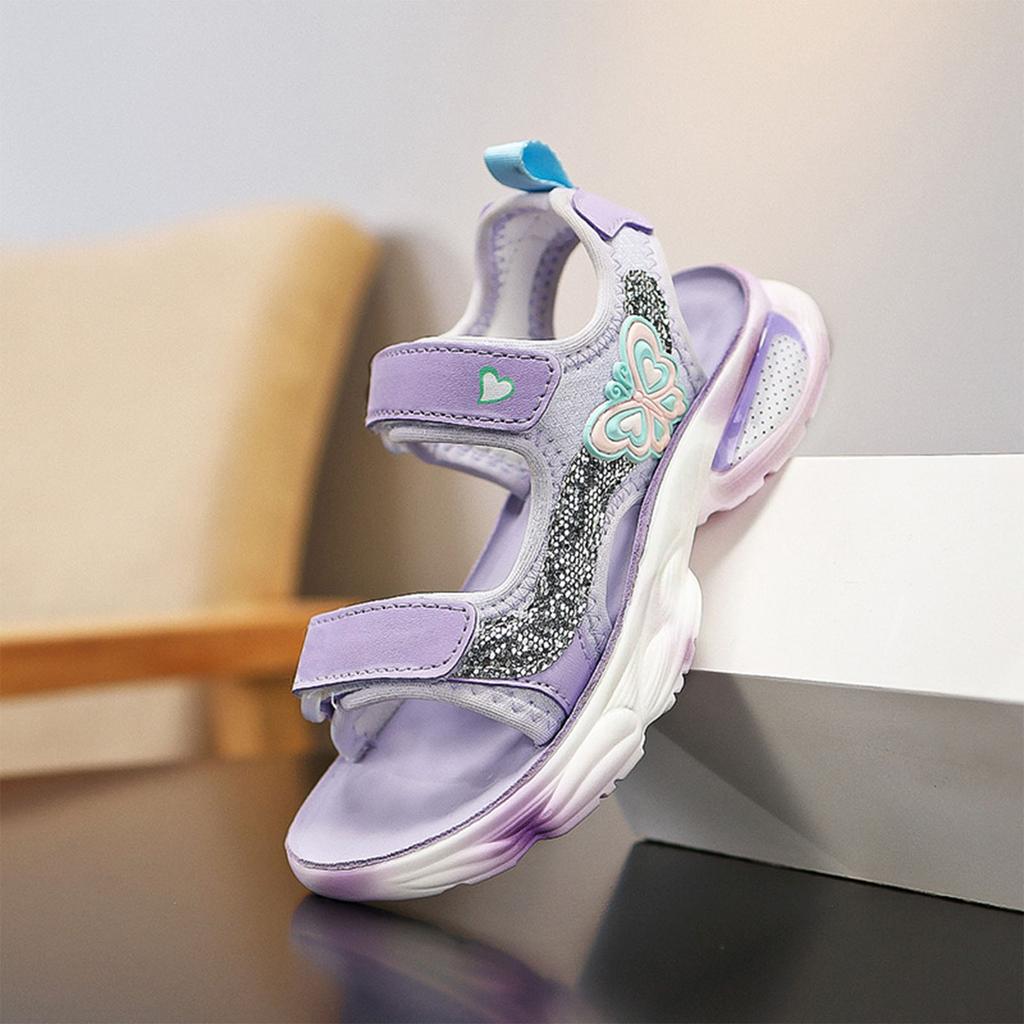 Summer Girls Pink Purple Sandals Children Open Toe Beach Sandals Non-Slip Soft Bottom Breathable Kids Student Sport Shoes