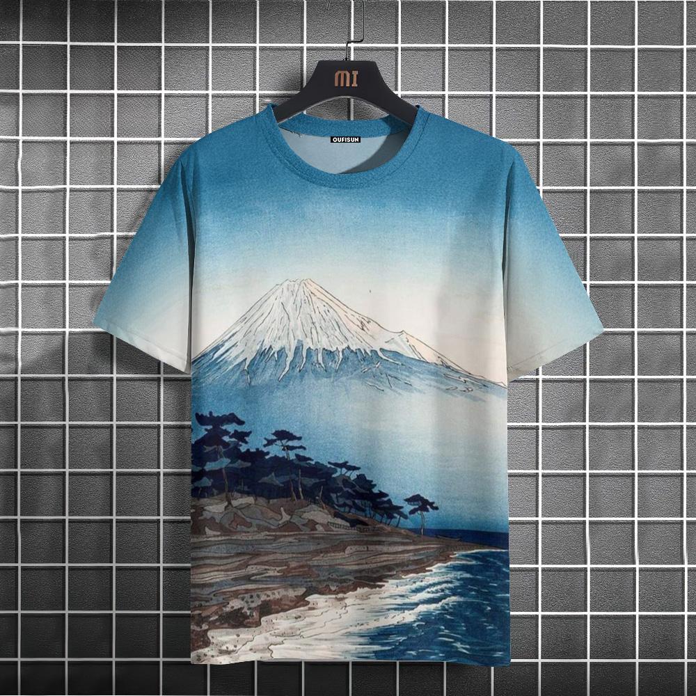 Ανδρικό μπλουζάκι με μοτίβο πολεμιστή ανδρικό μπλουζάκι ιαπωνικού στυλ Casual φαρδιά μπλουζάκια με κοντό μανίκι Υπερμεγέθη ανδρικά μπλουζάκια καλοκαιρινά