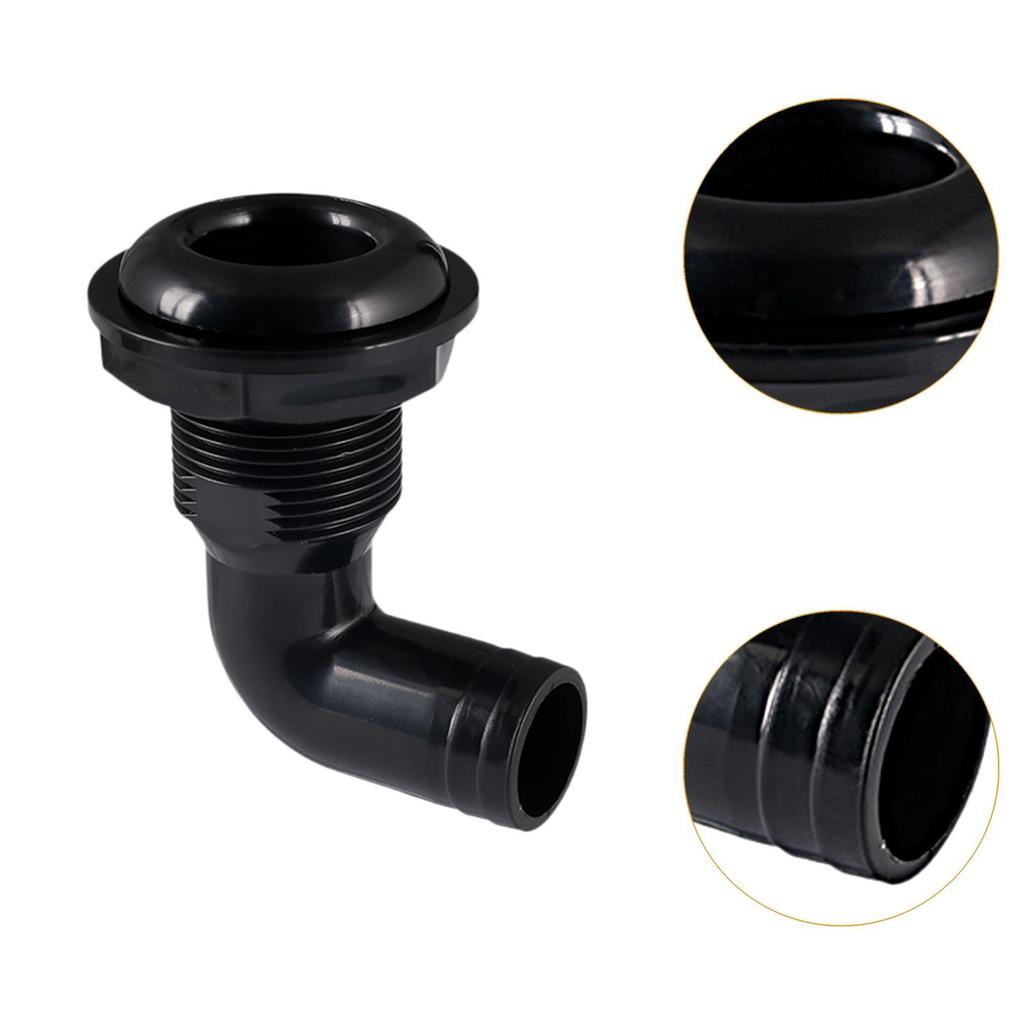 Universal ABS Water Bilge Sewage Outlet 90 Degree Drainage Deck Hose Connector for Marine Boat RV Plumbing System