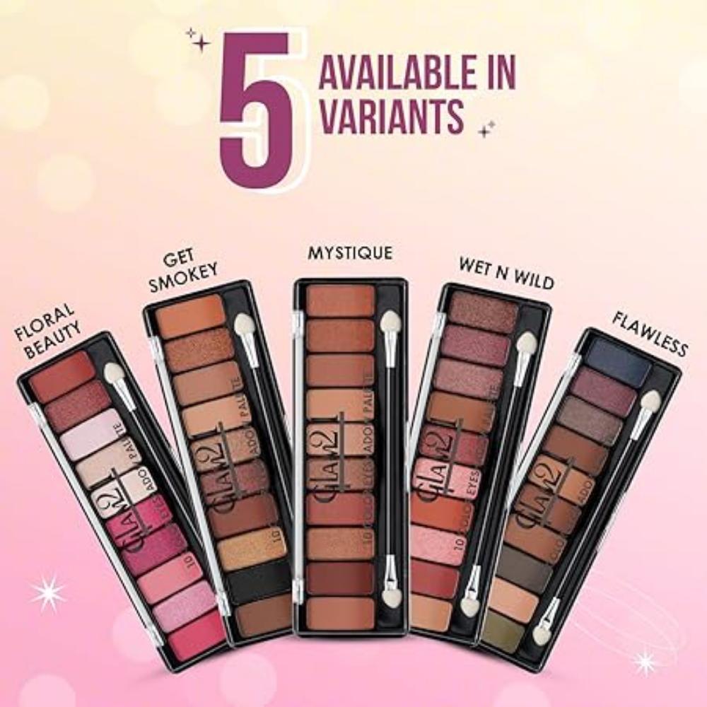 Get Smoky 10 Color Eyeshadow Palette | Smudge Free | Long Wearing And Easily Blendable Eye Makeup Palette Matte, Shimmery And Metallic Finish