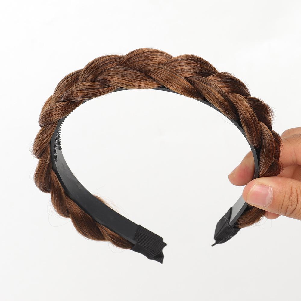 Braided Headband with Fishbone Fill, Women's New Style, Luxurious Feel, Human Hair Look, Crown-Height Boost, Gourd Braid, Handmade Woven Design.