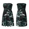 Strapless Floral Print Dress for Women Summer Casual Smocked Bodice Lightweight Above Knee Length Sundress