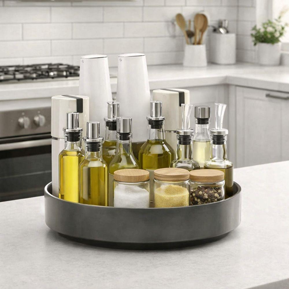 Large Capacity Condiment Storage Rack Round Seasoning Storage Holder  for Kitchen