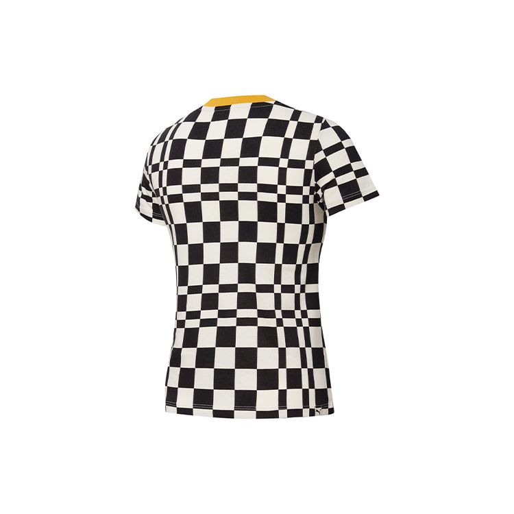 Puma Downtown All-Over Print Crew Neck T-Shirt Women Tops Black 533046-01