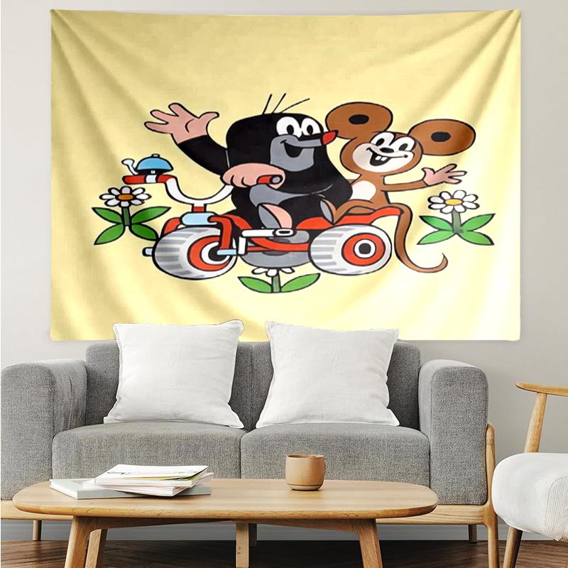 Krtek Print Tapestry, Backdrop, Easy Setup, Ideal for Bedroom, Office & Living Room, with Aesthetic Wall Hanging Decor.